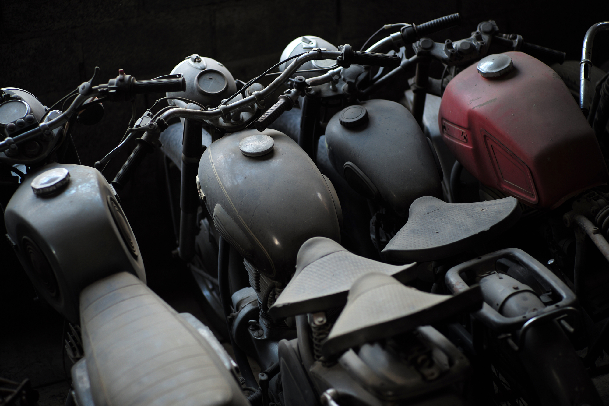 Common Causes Of Motorcycle Accidents - Old motorcycle in a row