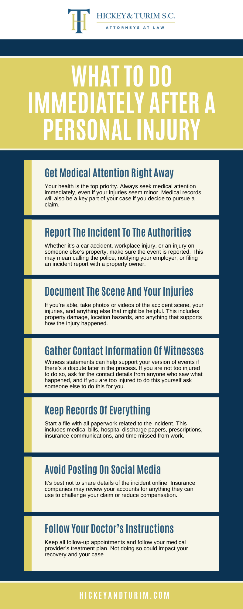 What To Do Immediately After A Personal Injury Infographic